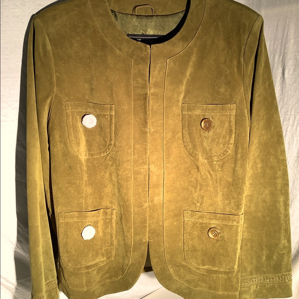 Terry Lewis olive green suede jacket.